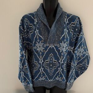 Givenchy Blue and White V-Neck Sweater